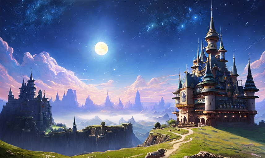 03856-948712974-An imposing and highly ornamented fantasy castle, stars and comical sky, amazingly beautiful moon,  Atmosphere, Dramatic lightin.png